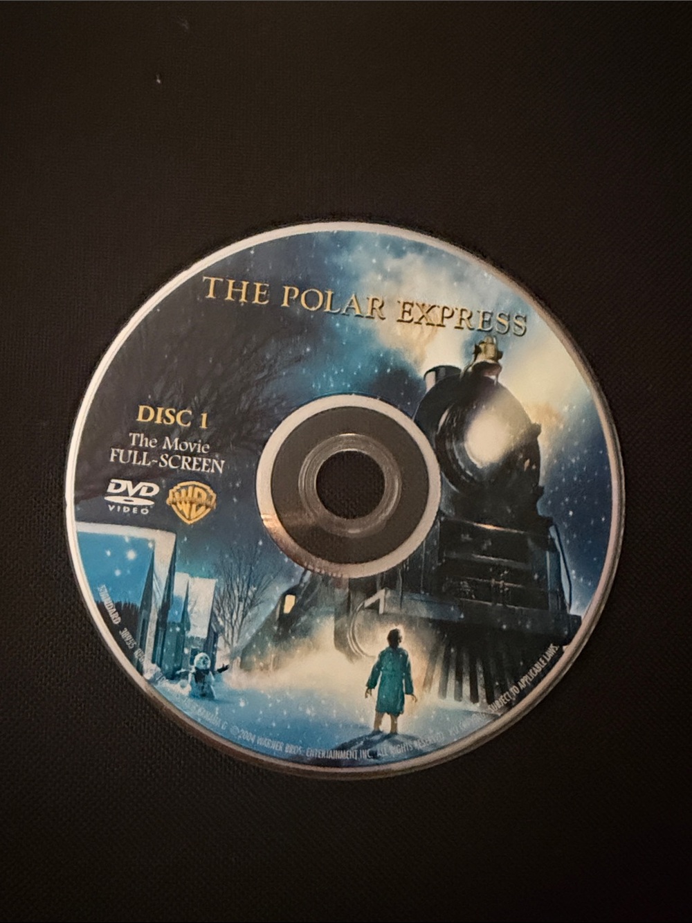The Polar Express DVD Disc 1 - Blue Snowy Train Artwork